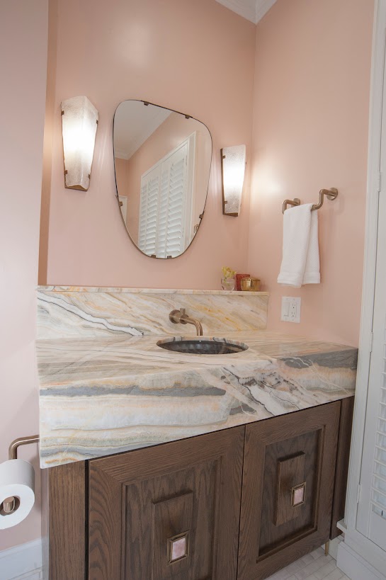 Bathroom vanity with natural stone counter